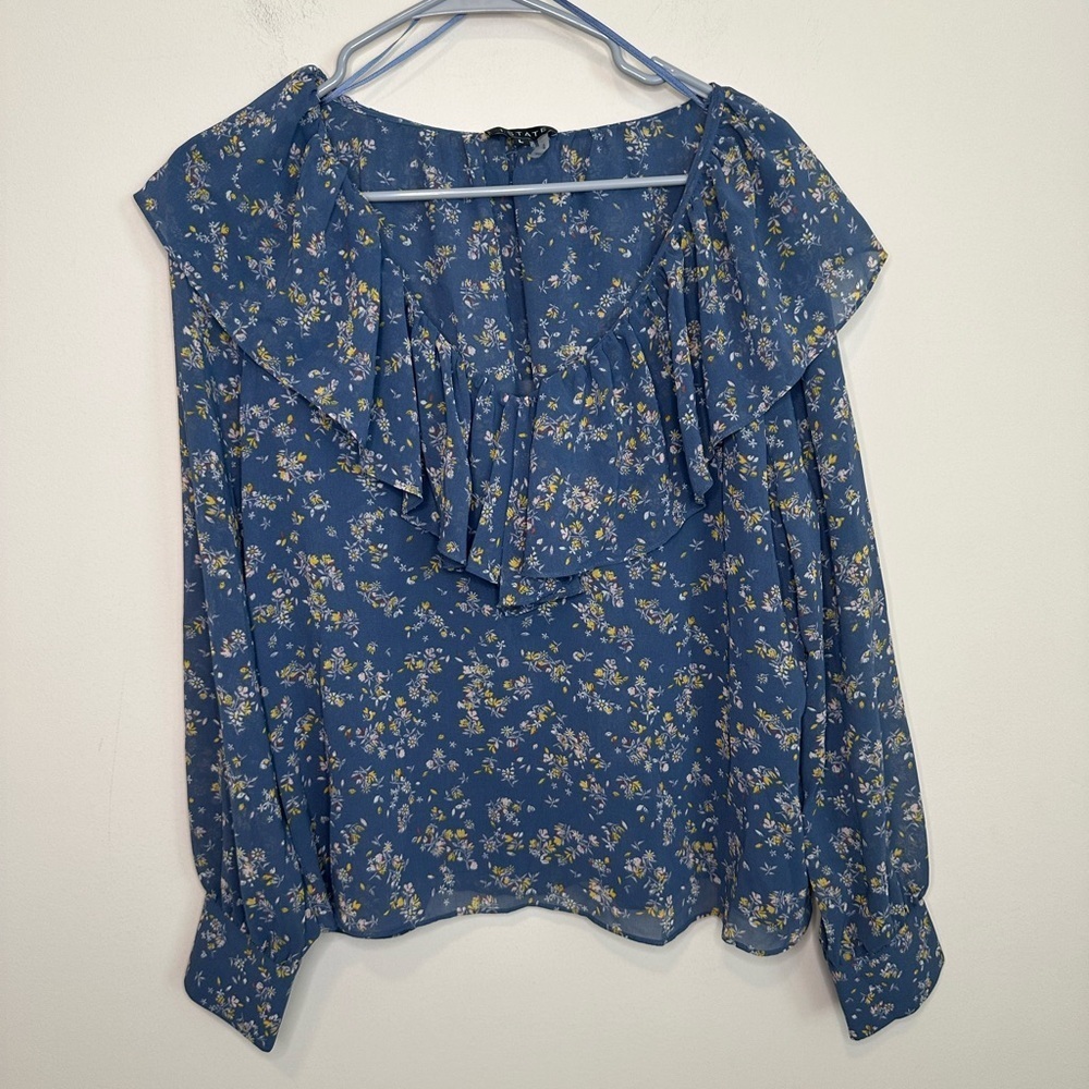 NWT 1. State•Nordstrom Floral Ruffle Collar Blouse Size Large - Picture 7 of 15